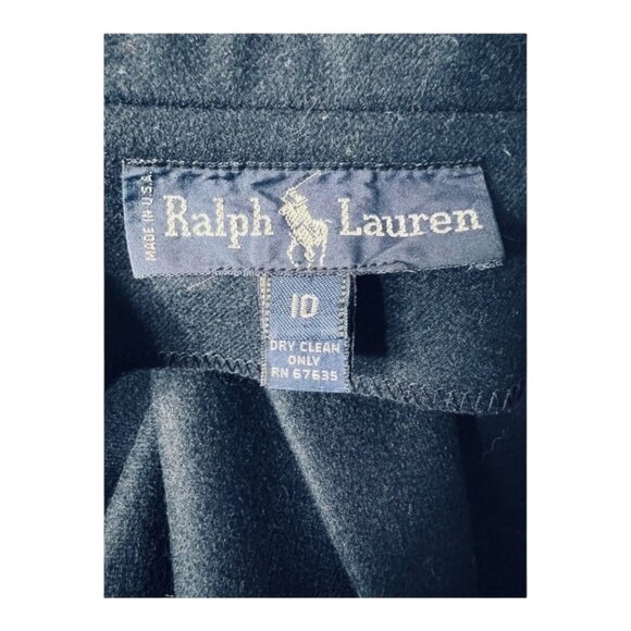 Ralph Lauren Womens Wool Blend Belted Trench Coat With Monogram Patch Size 10 - Picture 4 of 9